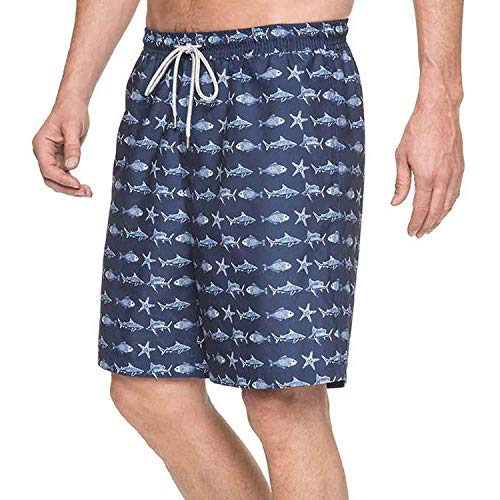 Kirkland Signature Mens Swim Shorts,Sea Life Rows(Navy),X-Large
