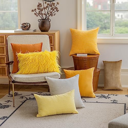 Home Brilliant Solid Cream Throw Pillows For Couch Decorative Throw Pillow Covers 18 X 18 Striped Corduroy Plush Velvet Cushion Cover For Sofa Bench, Cream Cheese, 18X18 (45Cm) #TOP5