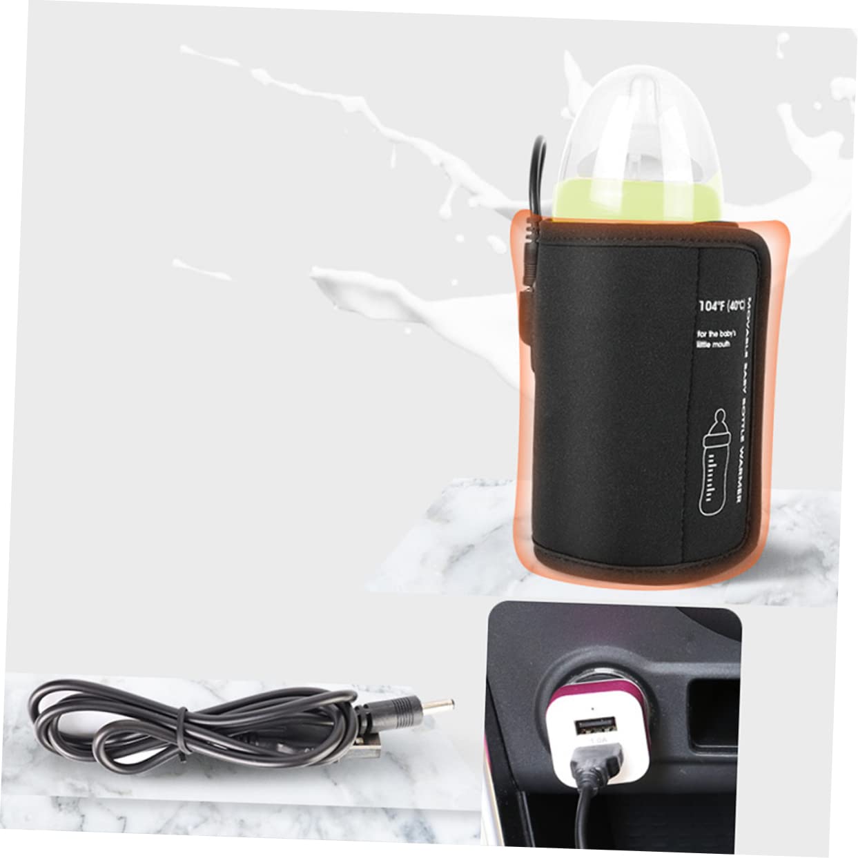 VICASKY 2pièces -biberon Usb Pour Accessoire De Voyage Pratique Pour Lait Et Boissons Chaudes Compatible Biberons Noir