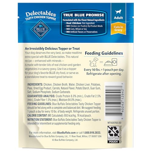 Blue Buffalo 185 Delectables Natural Wet Dog Food Toppers, Tasty Chicken Cuts In Gravy, 3-Oz. thumb #1