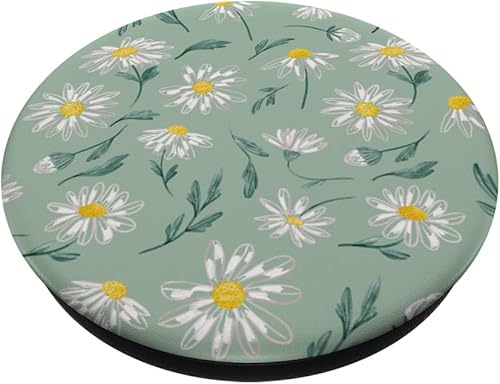 Miniatura 2 de PopSockets con diseño de flores verdes salvia, margaritas pastel y diseño estético