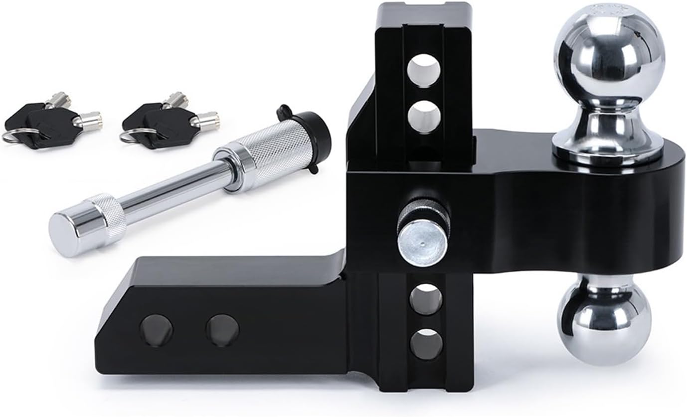 Trailer Hitches, Adjustable Trailer Hitch 2" Receiver 6" Drop/Rise Drop Hitch 12500 LBS GTW Ball Mount 2" 2-5/16" Dual Towing Ball Double Locks