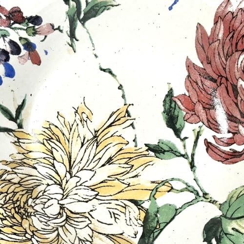 Image of SNS Botanical Bloom Decal Ceramic Serving Bowl | Premium Salad & Snacks Bowl | Semi-Matt Floral Dinnerware for Oats Pasta Fruits & Desserts | Tableware for Gifting (Guldaudi Canvas Pasta Bowl)