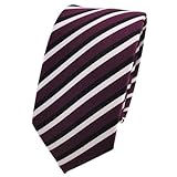 TigerTie - schmale Designer Krawatte in lila violett schwarz weiß gestreift