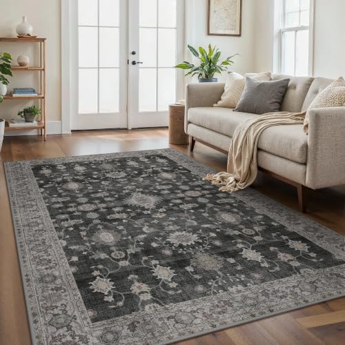 GENIMO Teppich Wohnzimmer Vintage Orientalischer rutschfest & Waschbare | Boho Vintage Orientalischer Teppiche, Kurzflor Wohnzimmerteppich, Rutschfest Carpet, für Schlafzimmer, Esszimmer, Büro