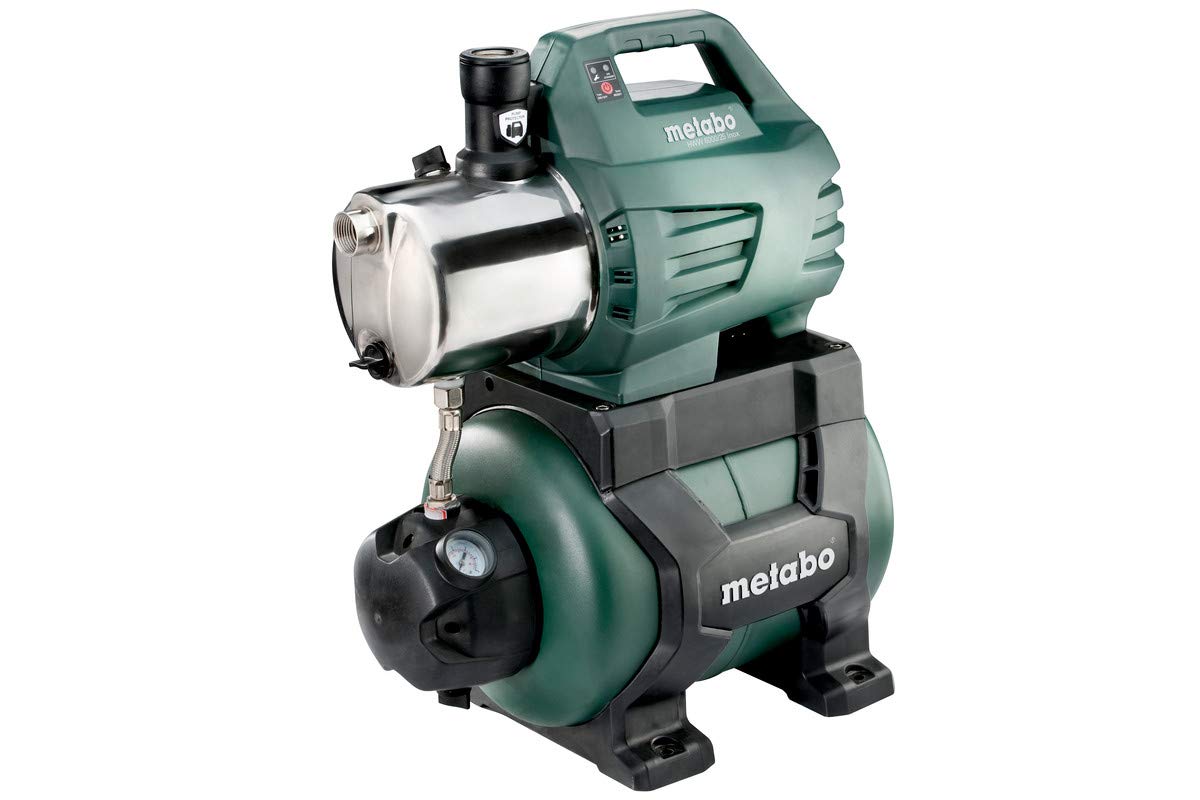 Metabo Hauswasserwerk HWW 6000/25 Inox (600975000) Karton, Nennaufnahmeleistung: 1300 W, 6000 l/h, Max. 55 m & Güde 94460 Schmutzfilter Kurz Sandfilter Vorsatzfilter, 1 Stück (1er Pack)