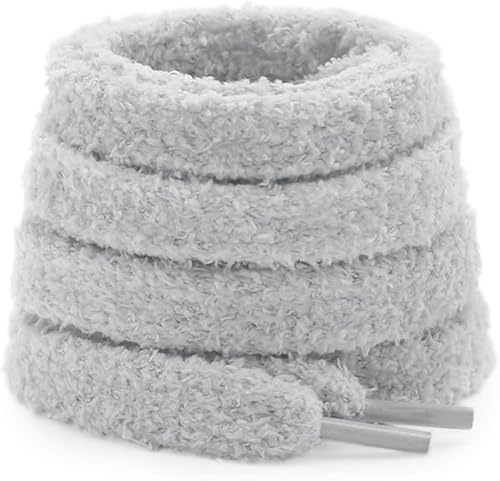 Glvomazty Lot de 1 paires de lacets en peluche, largeur 10 mm, lacets de rechange, indéchirables, pour chaussures de sport, chaussures en toile, chaussures de loisirs, blanc, 120 cm