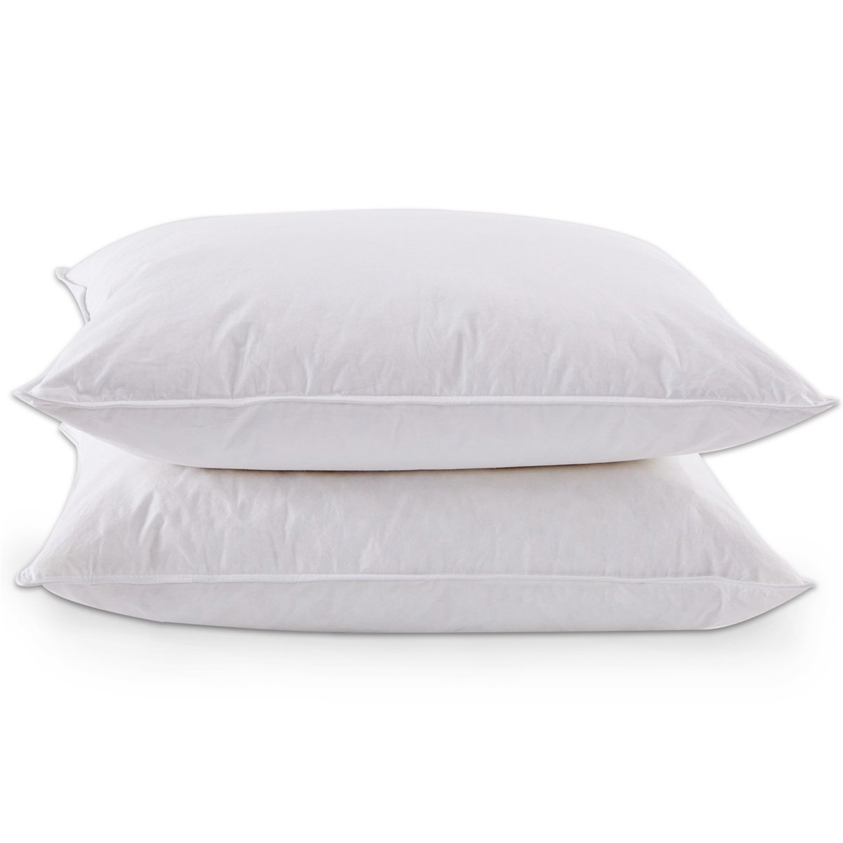 Natural Feather Pillows with 100% Cotton Cover, Medium Soft Support Sleeping Pillow, 2 Pack