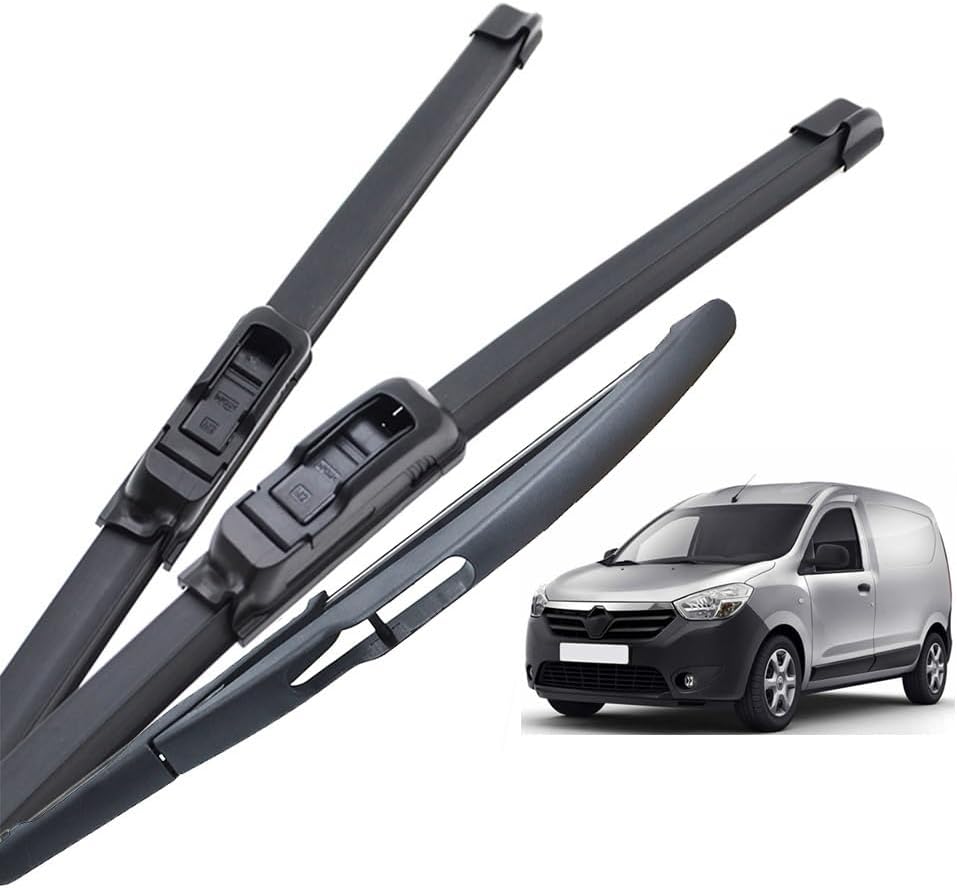 Auto wiper Windshield Windscreen Window 22"+16"+10" Wiper Front & Rear Wiper Blades Set Kit Compatible with Renault Dokker 2012-2015 - Wiper replacement
