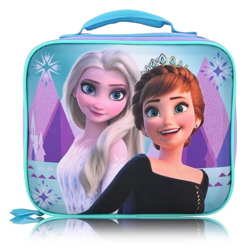 Disney Frozen Lunch Box for Kids | Insulated Lunch Bag Lunch Box for Girls Boys Unisex Toddlers| Disney Frozen Elsa and Anna Purple Reusable Lunchbox