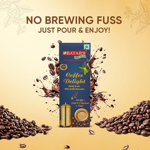 Image of Bayar's Coffee Delight South Indian Filter Decoction Sachets, 15ml(5-PK)