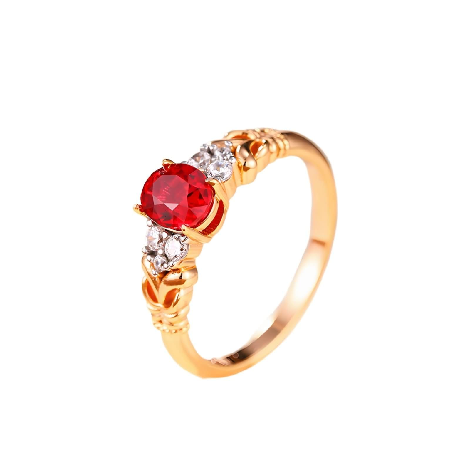 Anillos Mujer Oro Rosa 9K / 14K / 18K de Promesa, 4 Garras Oval con Rubí de 1,2 ct y Moissanita, Anillo de Promesa Oro Rosa Mujer