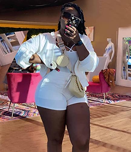 Fastkoala Women's Two Piece Outfits Casual Long Sleeve Shorts Pants Set Sweatsuits Jogging Tracksuit With Pockets White Xl #TOP1