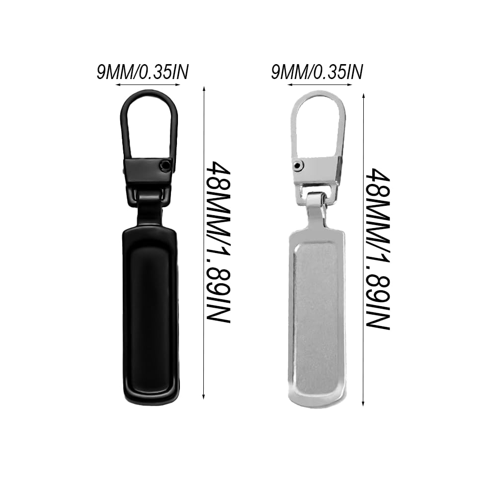 Linguette in Metallo per Riparazione Zip, 4 x Tiralampo Nero di Sostituzione per Cursore Cerniera Lampo di Giacca, Valigia, Zaino, Jeans, Accessori per Cucito, Tiretto di Ricambio per Cerniere Zip