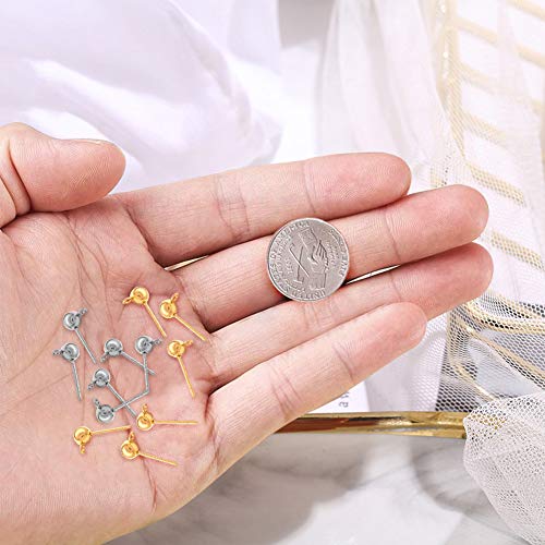 200Pcs Ball Post Earring Studs With 200Pcs Rubber Earring Safety Backs,Spherical Earrings Round Earrings Hypoallergenic Ear Pins For Diy Jewelry Earring Making(Kc Gold And White K) #TOP6