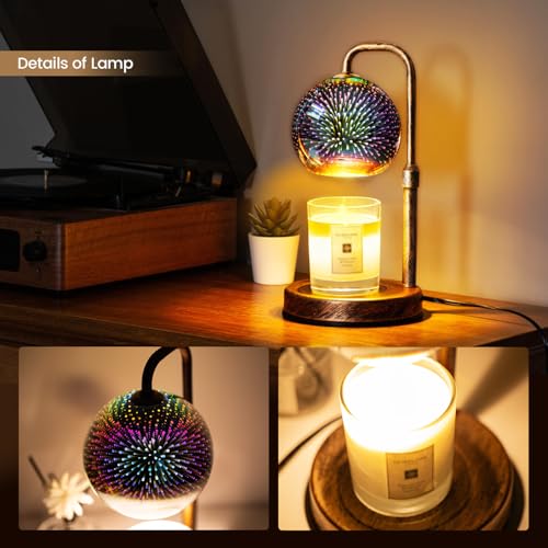 Glocusent Candle Warmer Lamp with Timer, Dimmable, Adjustable Retro 2 Bulbs - image 8