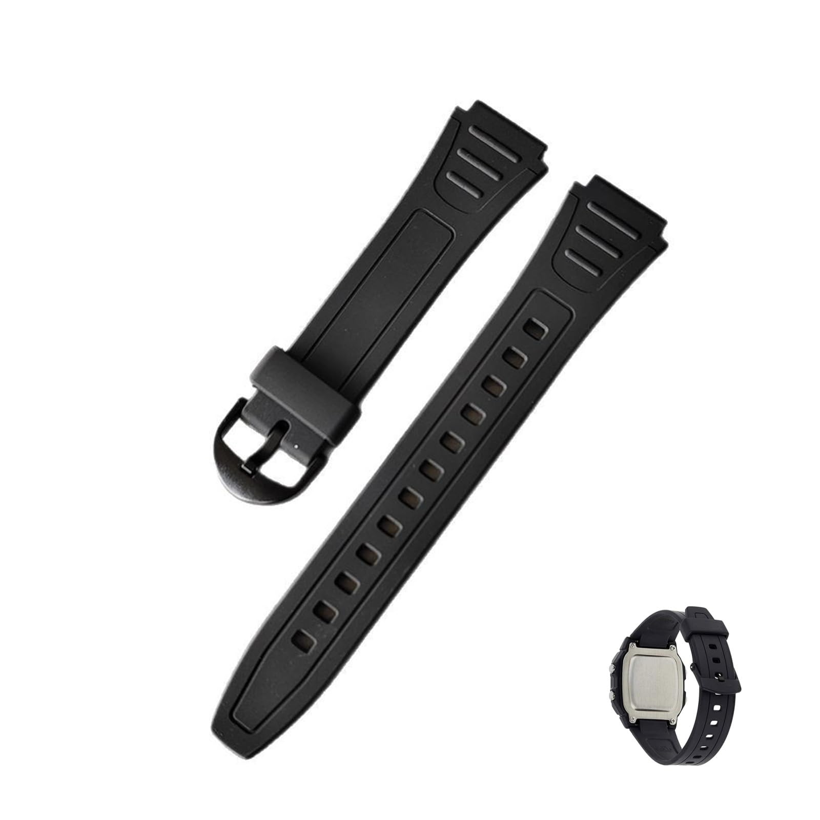 AzureRay Correa de resina para Casio W-800H, 18 mm de ancho, compatible con relojes digitales, color negro, Eine Grösse, Silicona