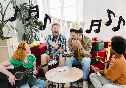 Image of 10PCS Music Note Balloons Black Foil Aluminum Balloon Birthday Party Music Themed Party Supplies Baby Shower Outdoor Party Wedding Decorations (Pack of 2)
