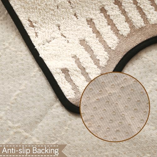 Image of HOKIPO Premium Supple Soft Wavy Anti-Slip Armrest Cover for Sofa, 1 Pair, Cream Brown (AR-5971-CRBR*2)