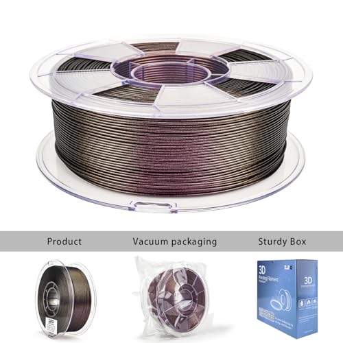 Image of ZIRO 3D Printer Filament, 1.75mm Shiny Super Sparkle PLA with Glitter, Chameleon Series Filament, Twinkling Effect PLA 1kg Spool, Fit Most FDM 3D Printers Pens, Scarlet Gold Luster