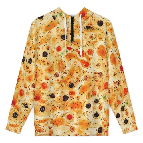 Burrito Tortilla Pattern Men's Quarter Zip Drawstring Hoodies Long Sleeve Sweatshirt Casual Pullover3