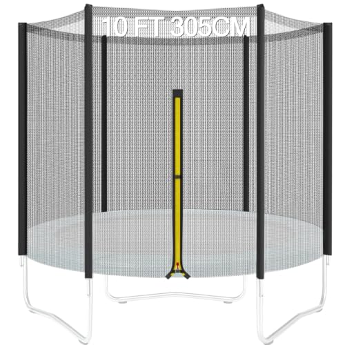 Filet Trampoline 305 cm (10FT) à 6 Barres, Filet de Sécurité Extérieur, Protection Trampoline Anti-UV et Anti-Déchirure, pour Accessoires Trampoline...