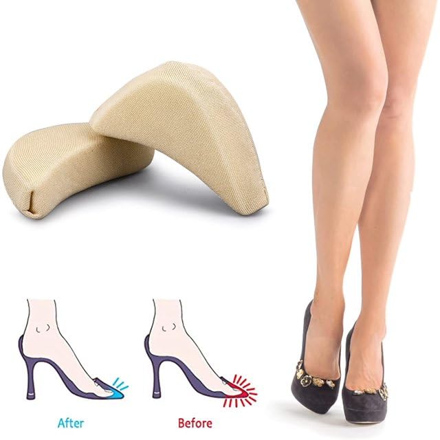 HOME CUBE 4 Pair / 8 Pc Soft Sponge Shoe Filler For Women Adjustable Tightener Pads Reusable Insoles Toe Filler Inserts for Loose Shoe High Heel Foot Pain Relief