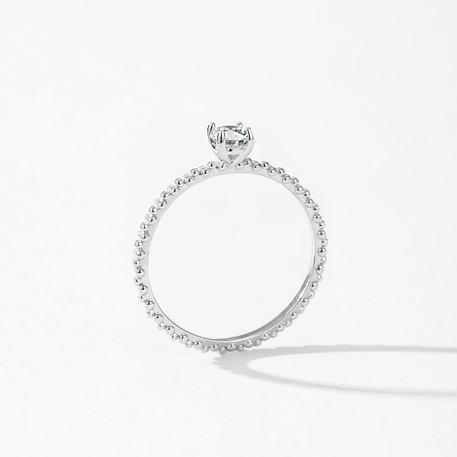 Anillo de boda de oro blanco, anillo de compromiso de oro auténtico solitario con diamante de 0,3 quilates cultivado en laboratorio