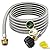 12 FT Propane Hose Adapter 1lb to 20lb with Guage,Stainless Braided Propane Hose Adapter 1lb Portable Appliance to 20lb or 5-40lb QCC1/Type1 Tank for Camping Stove,Portable Heater, Gas Grill