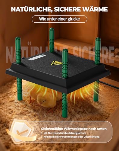LAOYE Wärmeplatte Küken Wärmelampe Kükenwärmer Heizplatte 30 x 25cm für Klein Hühner Enten Kükenaufzucht Hühnerstall
