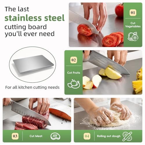 Tabla de Cortar de Acero Inoxidable Grande con Borde miniatura 4