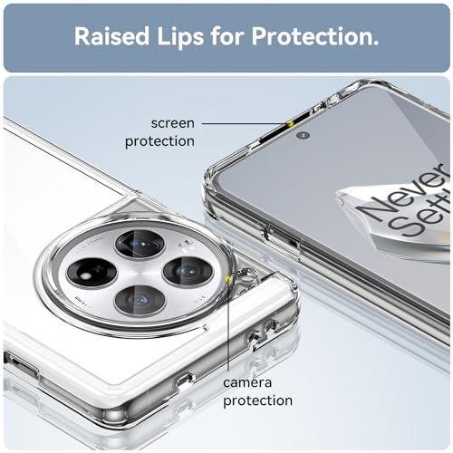 Image of IQShield Evoclear Back Cover Case Shock-Proof Screen Protector For OnePlus 12 Shockproof Bumper Protective Covers Cases, Anti-Scratch Hard PC, For Women, Men - Clear