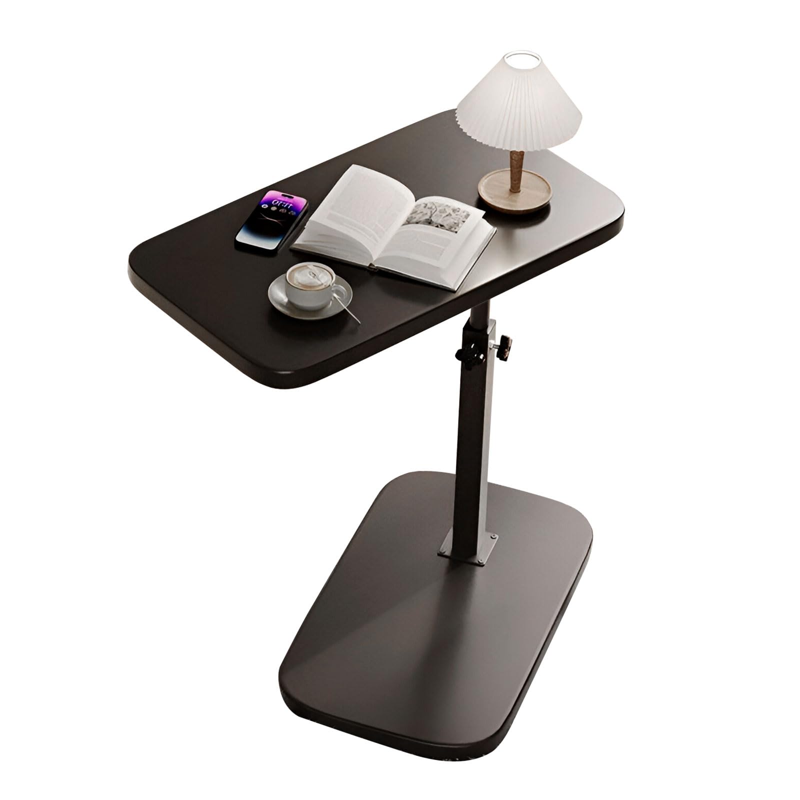 Tavolino da salotto, regolabile in altezza, a forma di C, salvaspazio, girevole a 360°, portata fino a 200 kg, tavolino piccolo per soggiorno, divano (nero)