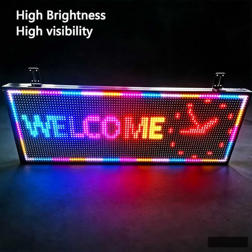 Image of P10 Digital Scrolling Led Sign Board Programmable, Open Neon Signs, Outdoor Waterproof Electronic Message Display Board , Full Color High Brightness Wifi Control, for Advertising Public Business Store Restaurant Window 39''x14''