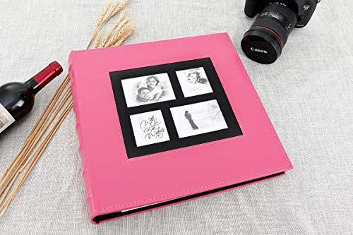 Lanpn Photo Album Self Adhesive, Sticky Picture Albums with Magnetic Pages Holds 3x5, 4x6, 5x7, 6x8, 8x10 Photos for Wedding/Anniversary/Birthday (30 Sheets / 60 Pages, Pink)