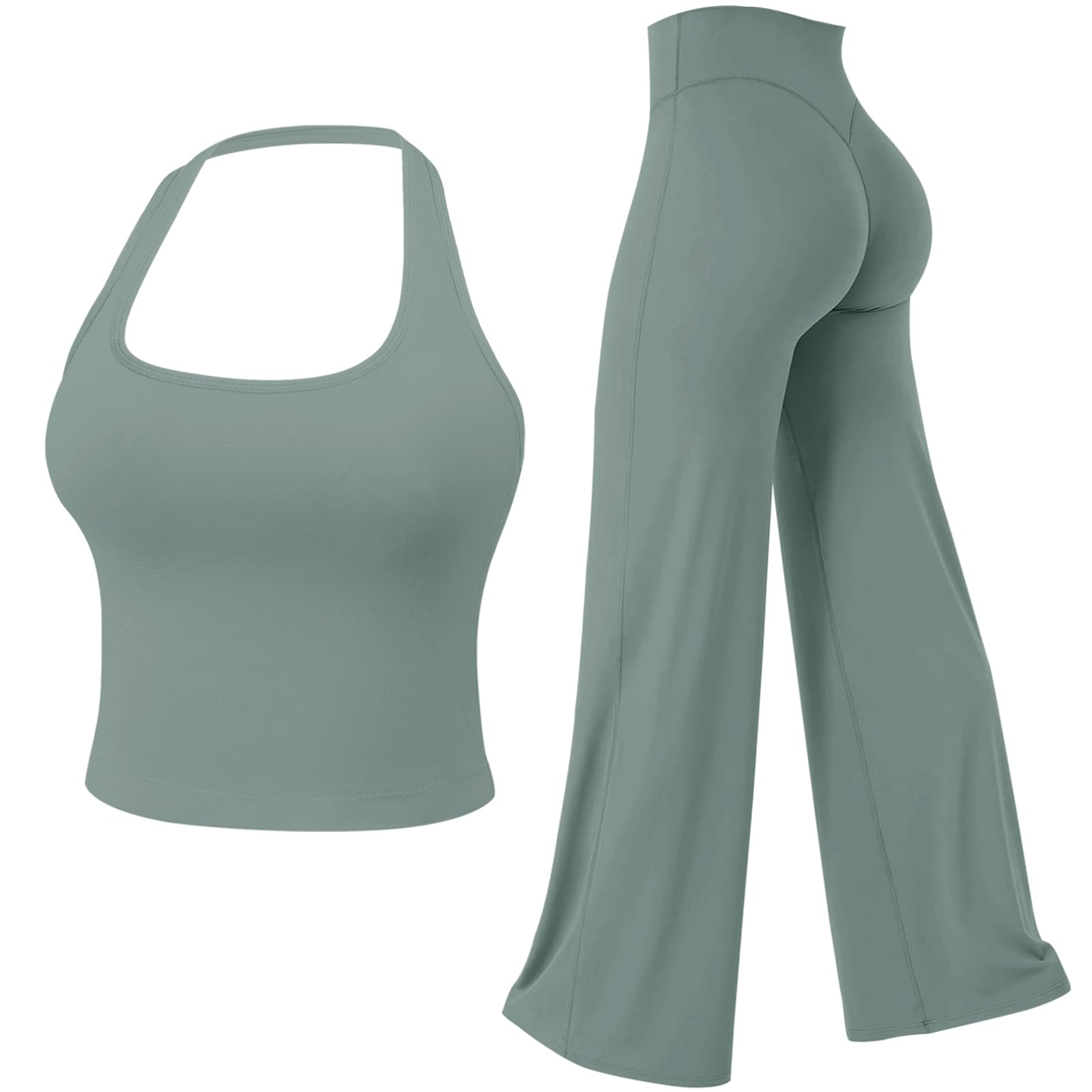 JN JANPRINT Ensemble de gym 2 pièces pour femme - Débardeurs dos nu - Jambes droites - Tenue pilates