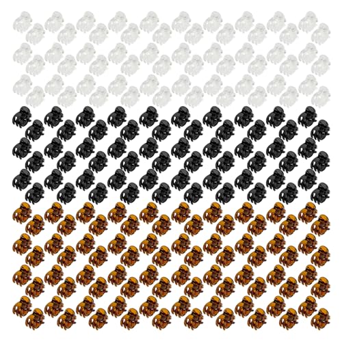100 Pack 1cm Mini Hair Claw Clips - tiny hair clips - Plastic Mini Hairpins for Women Girls (Black Brown Clear)