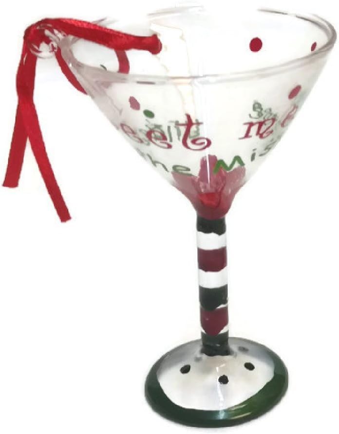 Hand Painted Cocktail Glass Ornament 4 inch (Meet Me