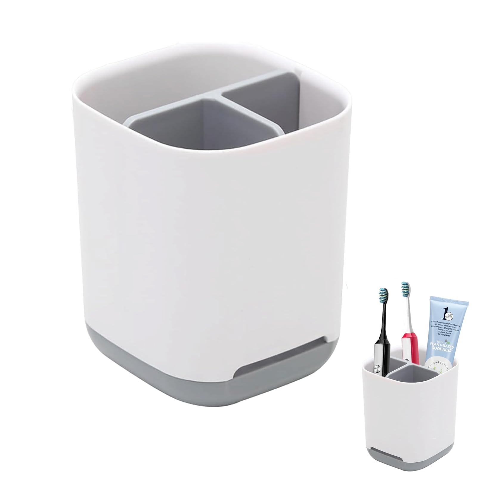 Toothbrush Holder, Tooth Brush Holder Set, Tooth Brush Holder for Bathroom Countertop, 3 Slots Toothbrush Holders with Drainage Holes for Family & Kids on Bathroom Vanity and Sink