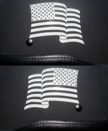 Reflective US Flag Set of 2 - 3" x 2 1/4" Each - die Cut Vinyl Decal for Helmets, Windows, Cars, Trucks, Tool Boxes, laptops, MacBook - virtually Any Hard, Smooth Surface. Made & Ships from The USA!