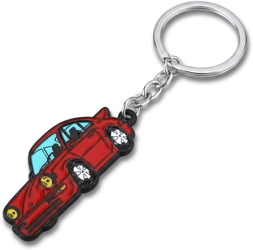 Cartoon car keychain - Cars keychains Bag Charms for Woman with Blue Windows, White Wheels and Yellow Headlights,Cool Key Chains Gifts for sons, Friends and People Who Like Sports Cars