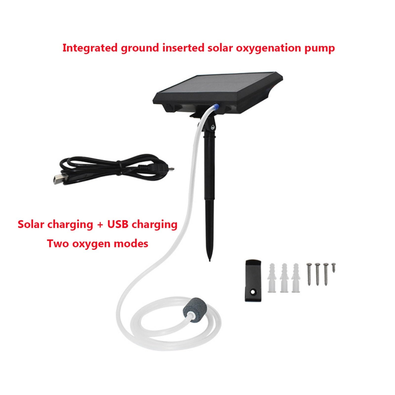 Fontana Solare, Fish Pond Solar Air Pump Ventilatore Aquarium Outdoor Fishing Rotary Oxygen Tool