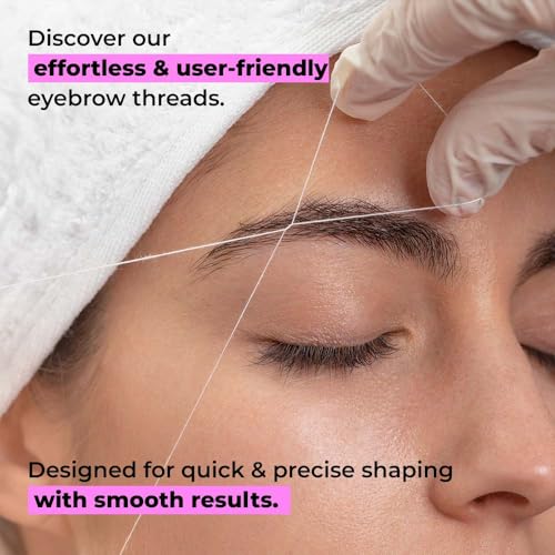 Image of Zibell Organic Cotton Eyebrow Threading Tool for Women - 2 Spools x 300 Meters - for Upperlips Shaping, Forehead and Chin Hair Removal - Salon Spa Home Use