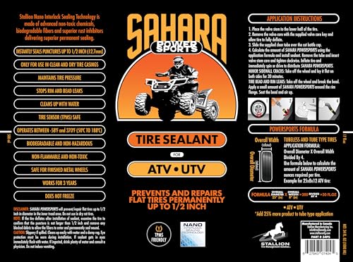 Image of Sahara Power Sport Tire and Tube Sealant Puncture Repair Sealant, Prevent and Repair, Suitable for Non-Highway Tires and Tubes, Non-Toxic, Eco-Friendly, 34oz Bottle
