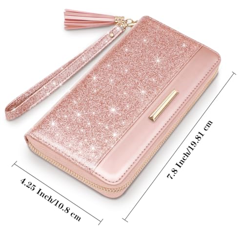 Wallets for Women PU Leather Card Holder Organizer Ladies Clutch with Tassel Wristlet Wrist strap3