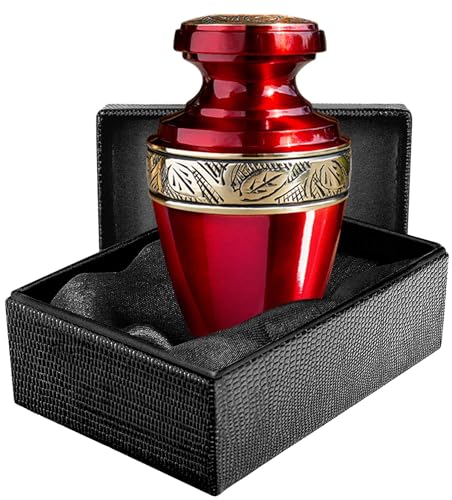 Image of Trupoint Memorials Cremation Urns for Human Ashes, Funeral Memorial Urn for Male and Female, Decorative Burial Grecian Urn Collection for Adult Men & Women - Grecian Red and Gold, 1 Keepsake