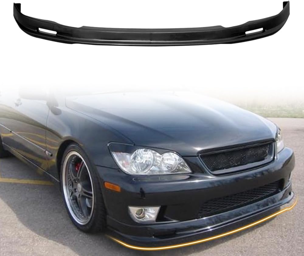 Front Bumper Lip Spoiler Compatible with 2001-2005 Lexus IS300 Base Sedan, PP Unpainted Black Mugen Style Add-on Front Splitter Air Dam Chin Protector
