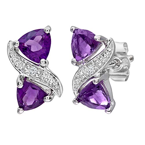 Preisvergleich Produktbild Naava Damen-Ohrstecker 9 K Weißgold Diamant Amethyst
