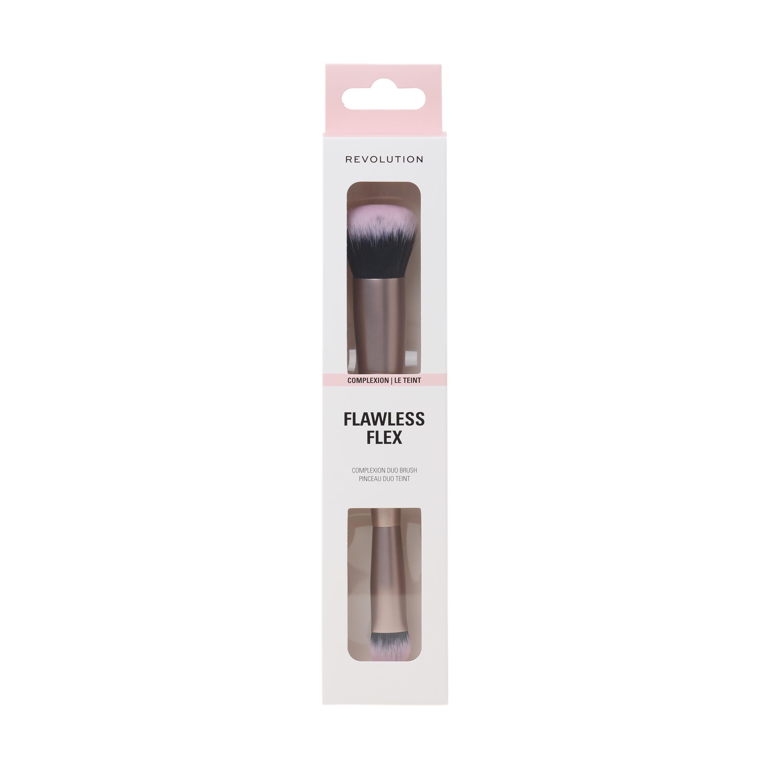 Revolution Flawless Flex Duo Brush, Dual-Ended Makeup Brush, Synthetic Bristles, For Blending & Buffing, Vegan
