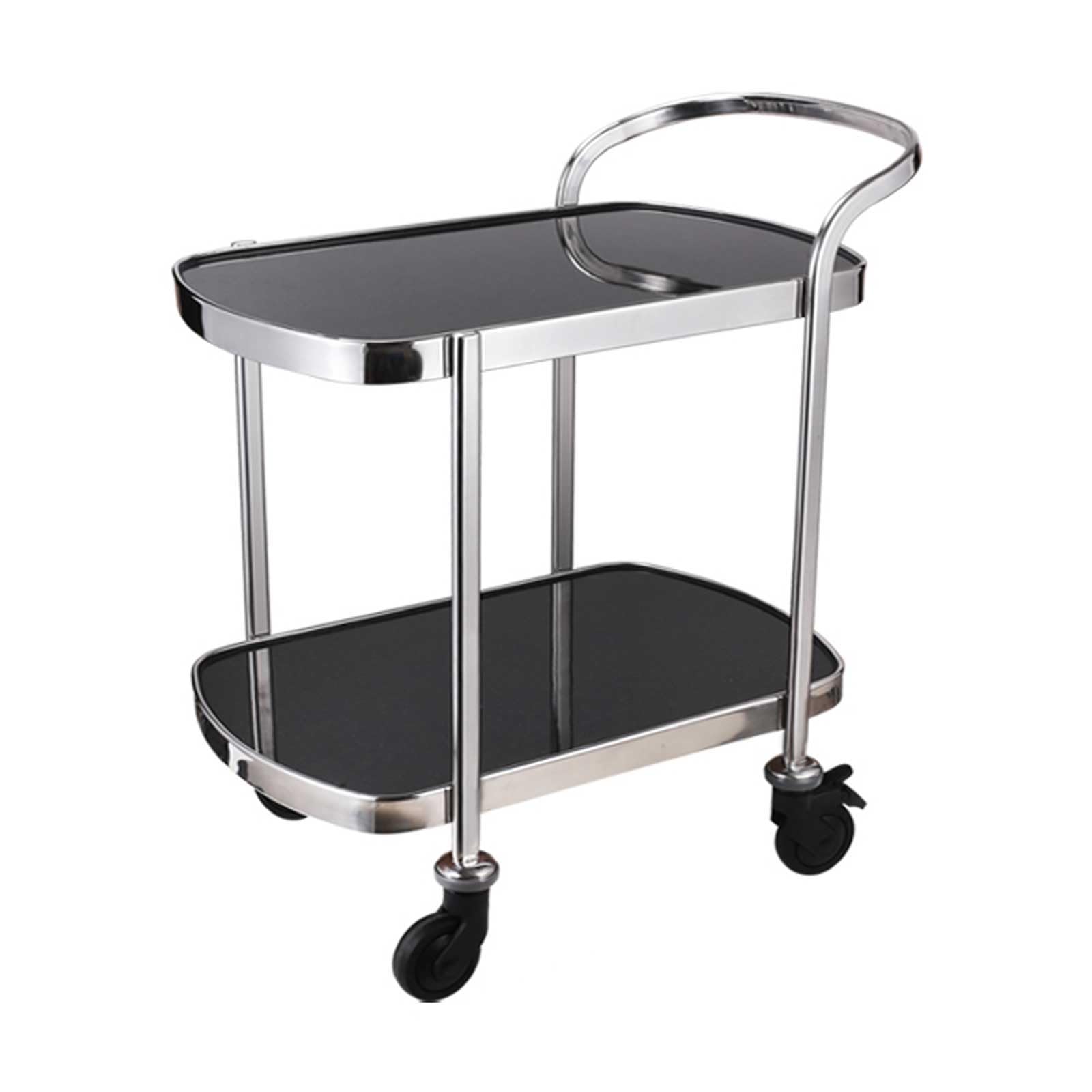 Carrello da Cucina Moderno e di Lusso, Carrello Bar a 2 Ripiani con Ruote, portabottiglie, Carrello di Servizio in Acciaio Inox a Specchio su Ruote per Cucina, Sala da Pranzo e Feste.